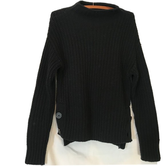Madewell mockneck side button relaxed fisherman chunky knit sweater xxs - Picture 1 of 9